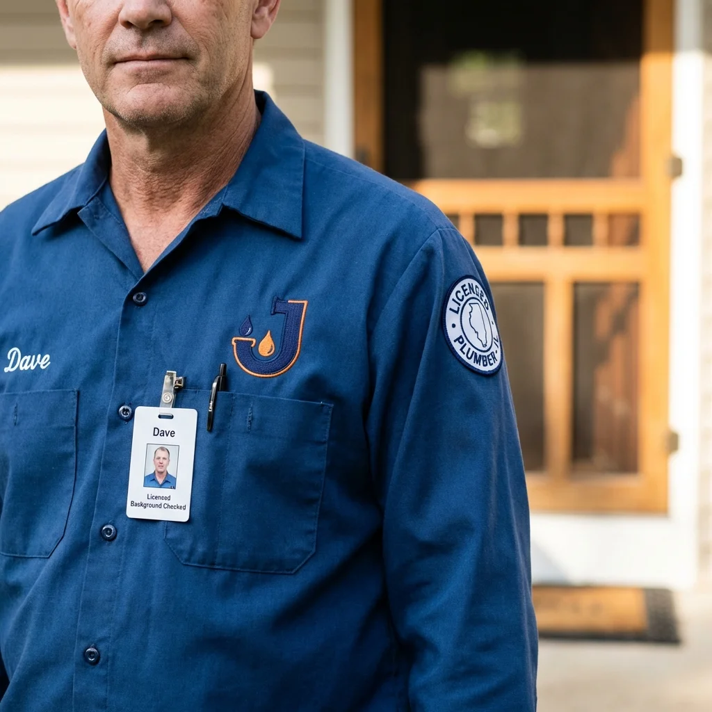 Licensed plumber showing ID badge in Lynden, WA