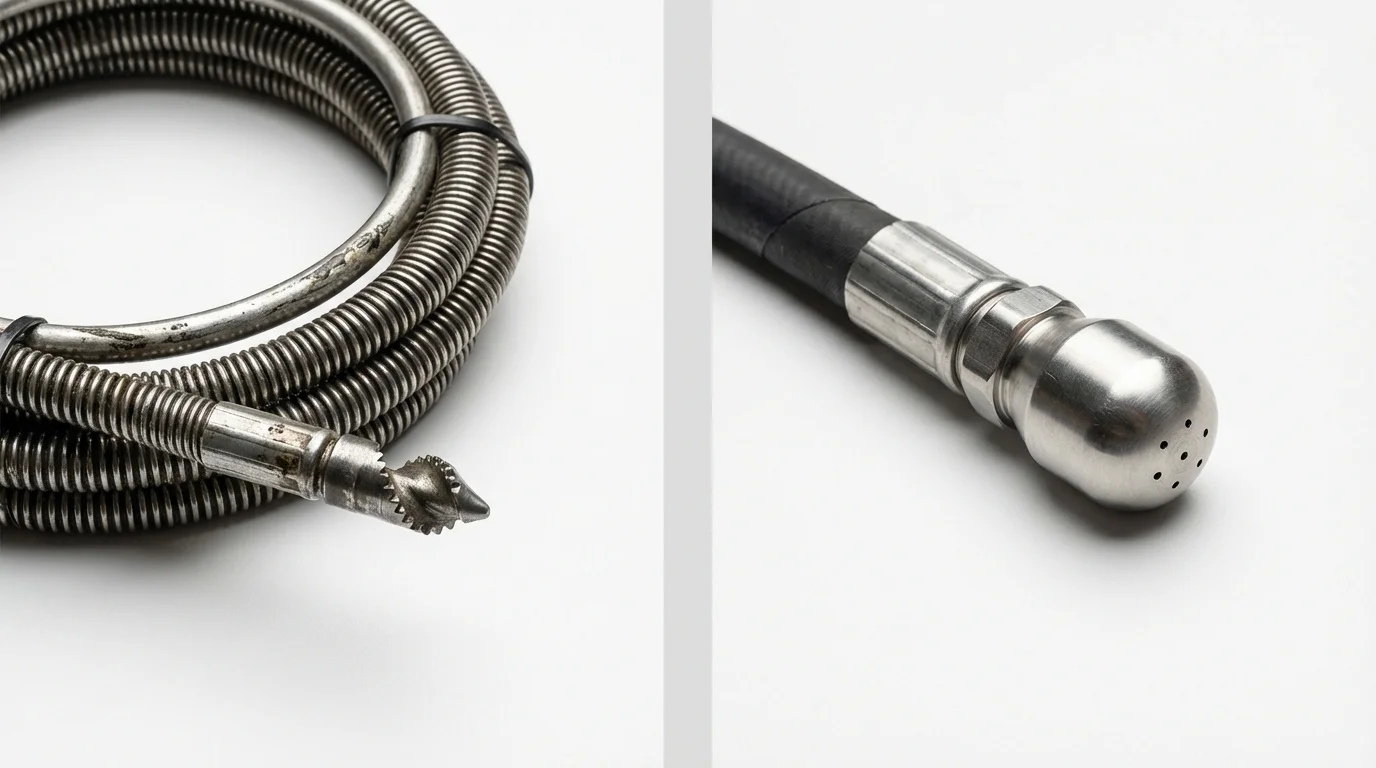 Drain snake cable and hydro jetting nozzle used for drain cleaning in Lynden, WA