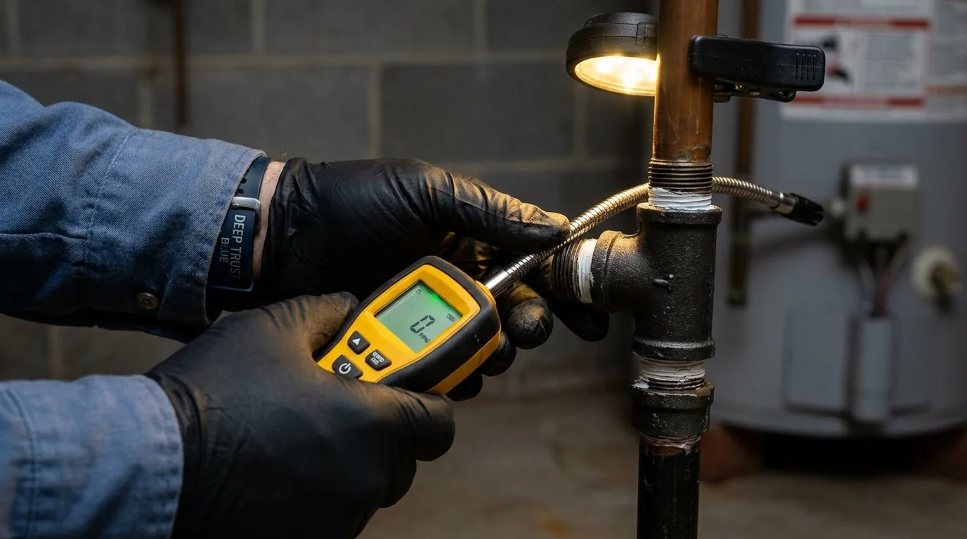 Gas leak detection with electronic sniffer by Johns Plumbing LLC in Lynden