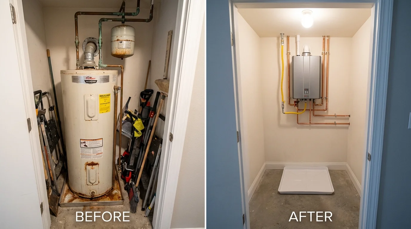 Tank water heater versus wall-mounted tankless unit comparison for Lynden, WA homeowners